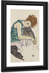 Seated Woman With Bent Knee By Egon Schiele Fine Art Print