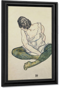 Seated Woman With Green Stockings By Egon Schiele Fine Art Print