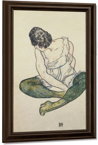 Seated Woman With Green Stockings By Egon Schiele Fine Art Print
