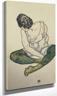 Seated Woman With Green Stockings By Egon Schiele Fine Art Print