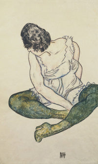 Seated Woman With Green Stockings By Egon Schiele Fine Art Print
