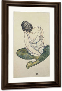 Seated Woman With Green Stockings By Egon Schiele Fine Art Print