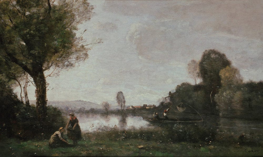 Seine Landscape Near Chatou 1855 Oil On Canvas 37X65Cm Alte Nationalgalerie Berlin By Jean Baptiste Camille Corot Fine Art Print