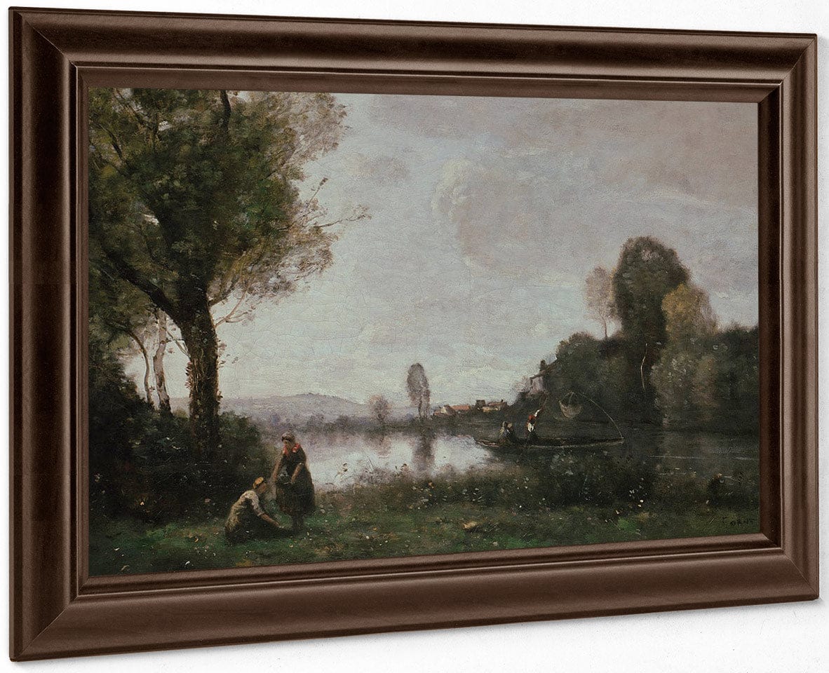 Seine Landscape Near Chatou 1855 Oil On Canvas 37X65Cm Alte Nationalgalerie Berlin By Jean Baptiste Camille Corot Fine Art Print