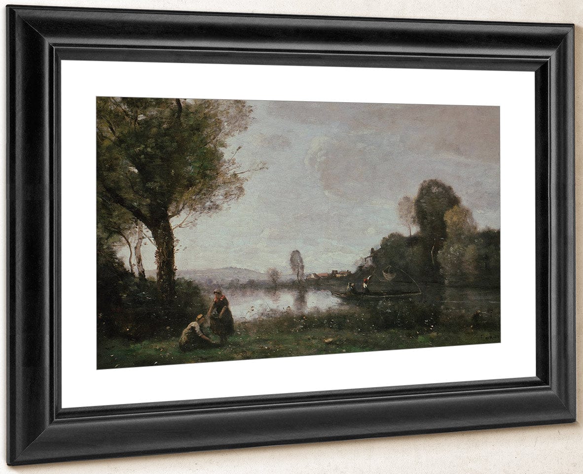 Seine Landscape Near Chatou 1855 Oil On Canvas 37X65Cm Alte Nationalgalerie Berlin By Jean Baptiste Camille Corot Fine Art Print