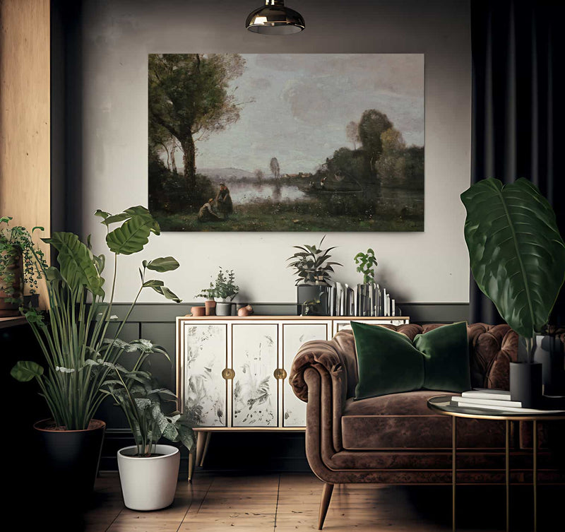 Seine Landscape Near Chatou 1855 Oil On Canvas 37X65Cm Alte Nationalgalerie Berlin By Jean Baptiste Camille Corot Fine Art Print