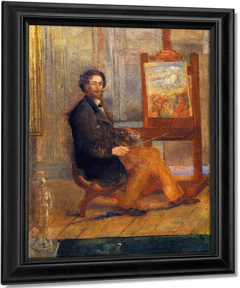 Self Portrait At The Easel By James Ensor Fine Art Print