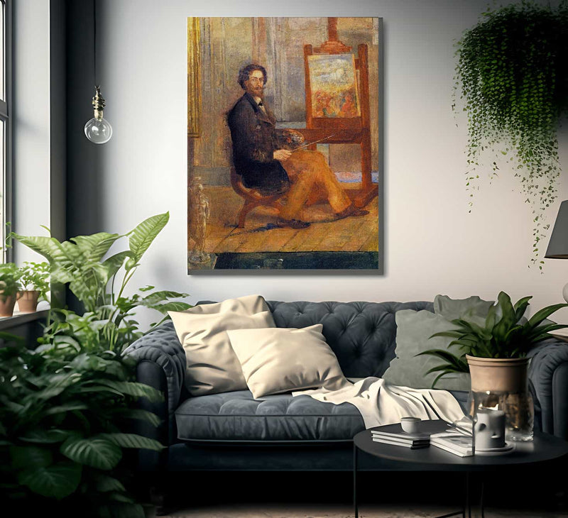 Self Portrait At The Easel By James Ensor Fine Art Print