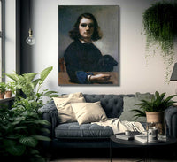Self Portrait Courbet With Black Dog By Gustave Courbet Fine Art Print