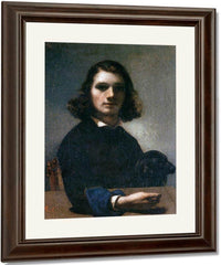 Self Portrait Courbet With Black Dog By Gustave Courbet Fine Art Print