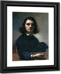 Self Portrait Courbet With Black Dog By Gustave Courbet Fine Art Print