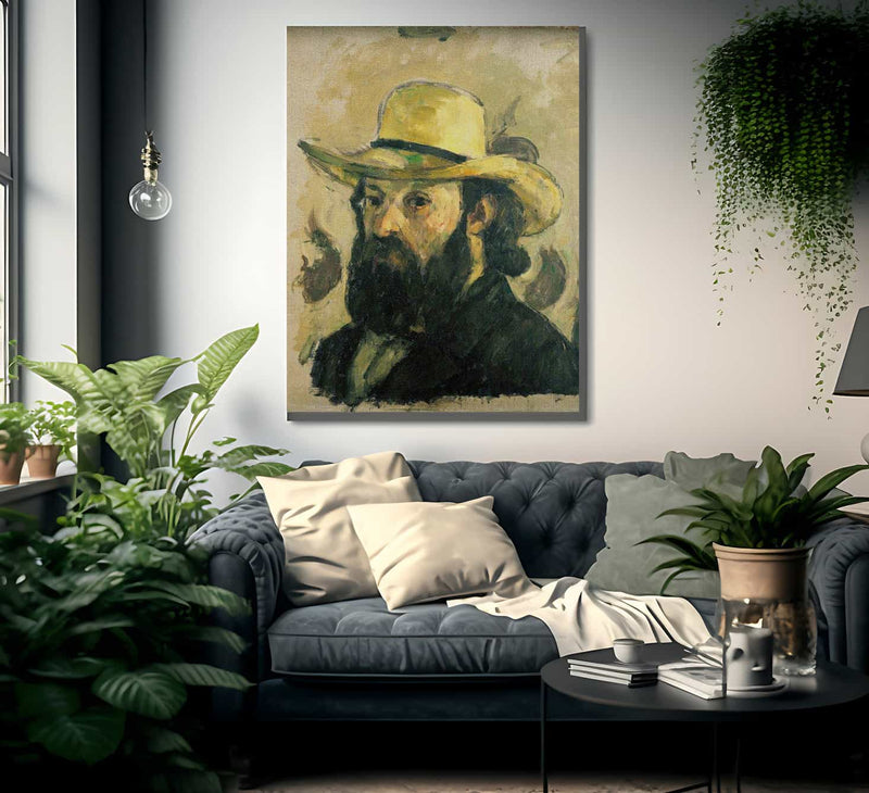 Self Portrait In A Straw Hat By Cezanne Paul Fine Art Print