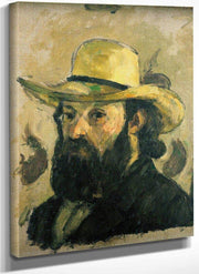Self Portrait In A Straw Hat By Cezanne Paul Fine Art Print