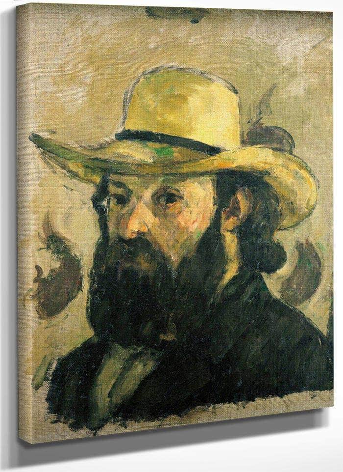 Self Portrait In A Straw Hat By Cezanne Paul Fine Art Print