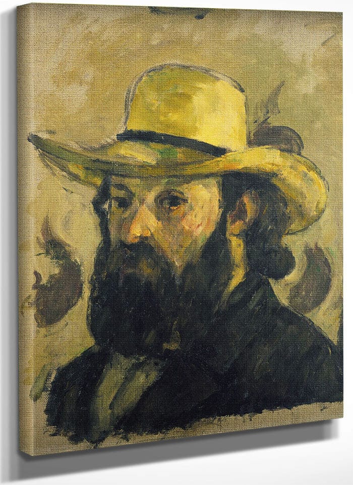 Self Portrait In A Straw Hat By Paul Cezanne Fine Art Print