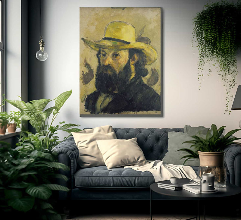 Self Portrait In A Straw Hat By Paul Cezanne Fine Art Print