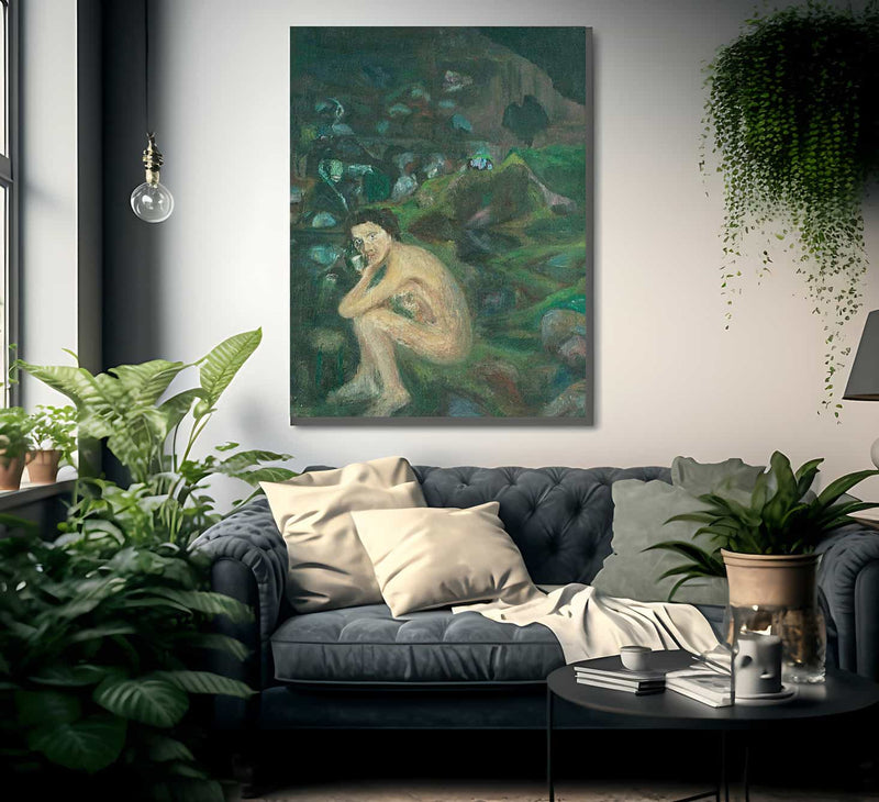 Self Portrait In Cave By Nicolai Astrup Fine Art Print