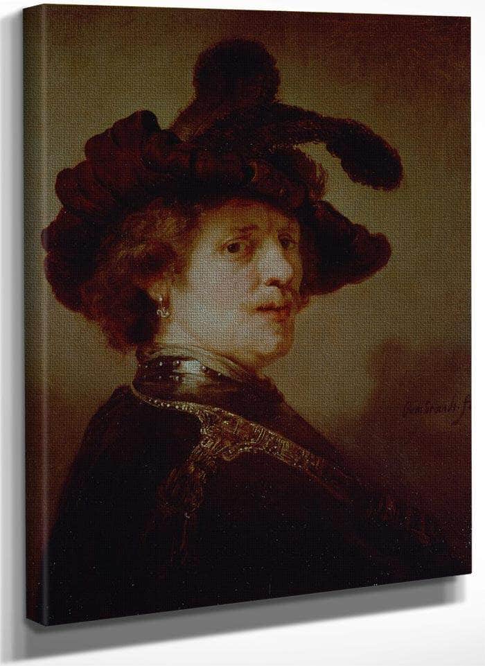 Self Portrait In Fancy Dress By Rembrandt Fine Art Print