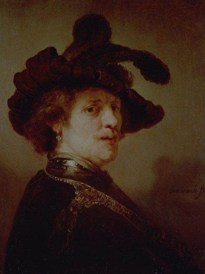 Self Portrait In Fancy Dress I By Rembrandt Fine Art Print