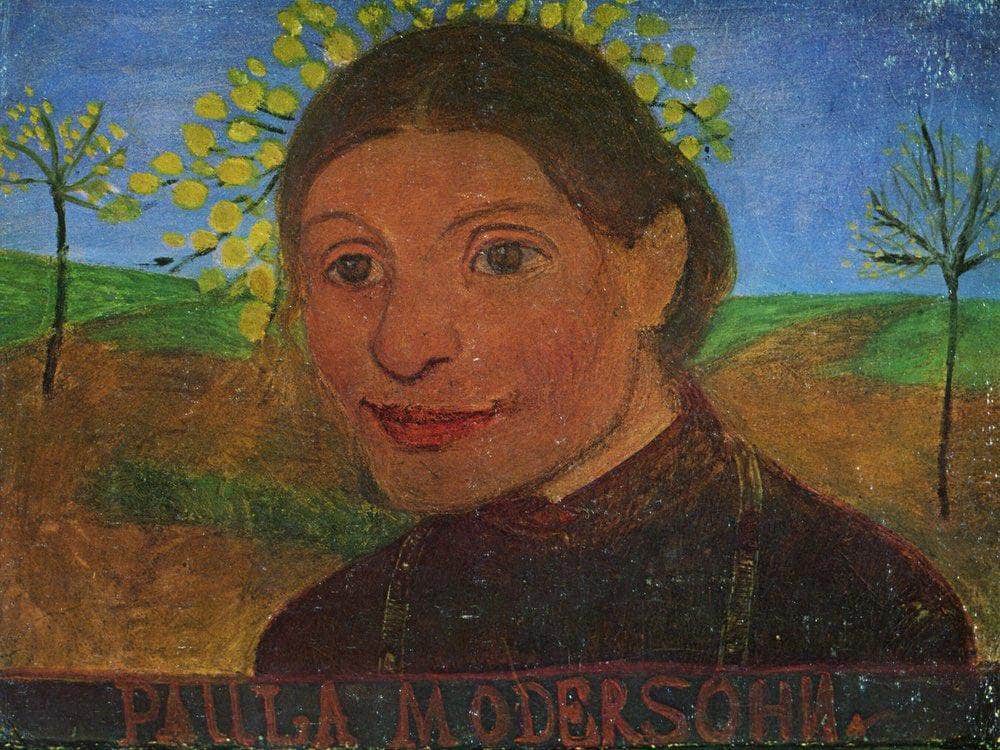 Self Portrait In Front Of Flowering Trees 1902 1 By Paula Modersohn Becker Fine Art Print