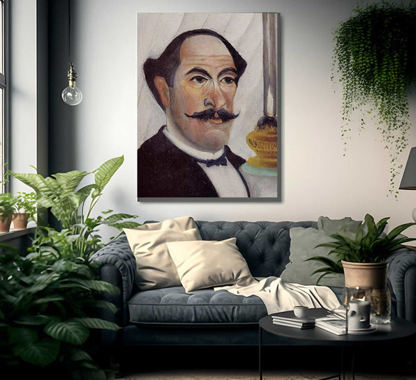 Self Portrait Of The Artist With A Lamp By Henri Rousseau Fine Art Print