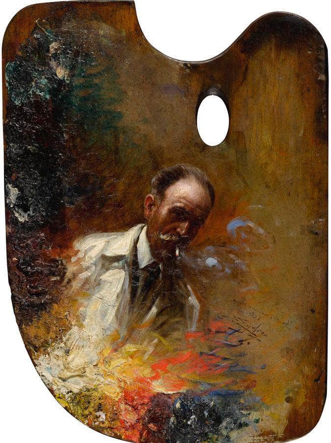 Self Portrait On A Palette By Enjolras Delphin Fine Art Print