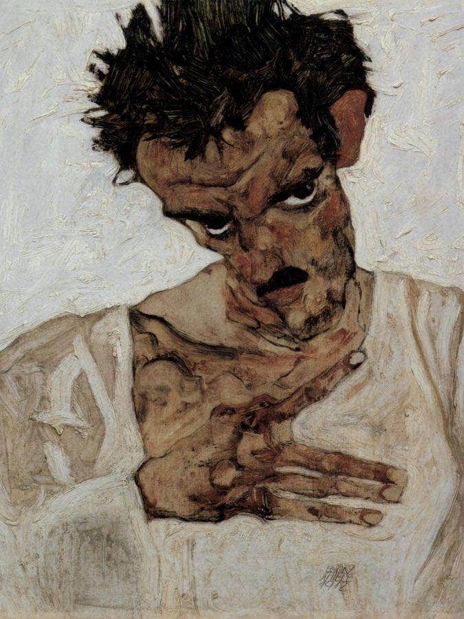 Self Portrait Selbstportra T Mit Gesenktem Kopf 1912 42 2X33 7Cm Leopold Museum By Egon Schiele Fine Art Print