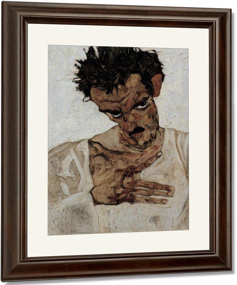Self Portrait Selbstportra T Mit Gesenktem Kopf 1912 42 2X33 7Cm Leopold Museum By Egon Schiele Fine Art Print
