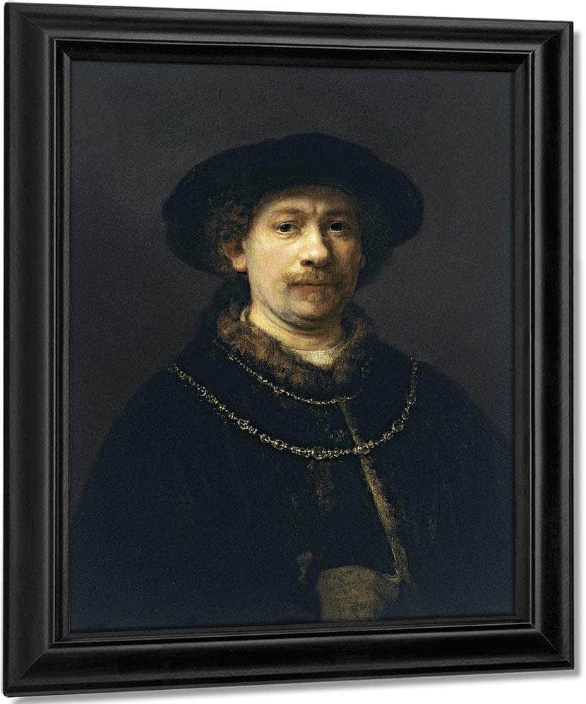 Self Portrait With A Hat And Two Chains By Rembrandt Fine Art Print
