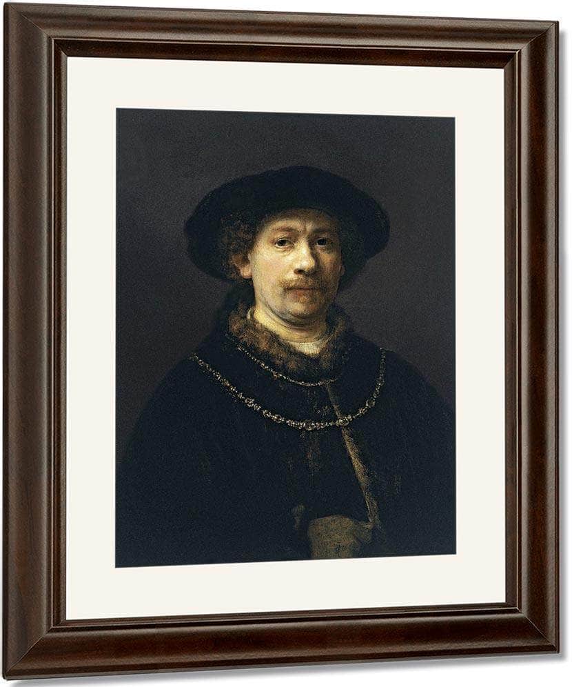 Self Portrait With A Hat And Two Chains By Rembrandt Fine Art Print
