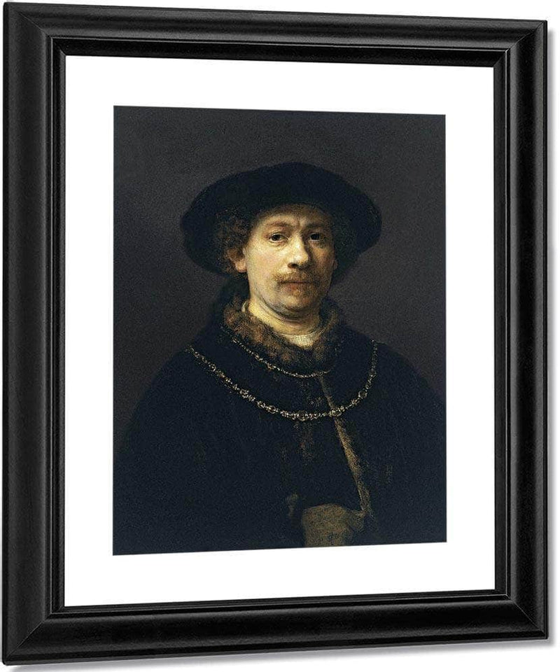 Self Portrait With A Hat And Two Chains By Rembrandt Fine Art Print