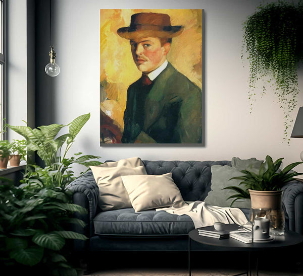 Self Portrait With A Hat By August Macke Fine Art Print