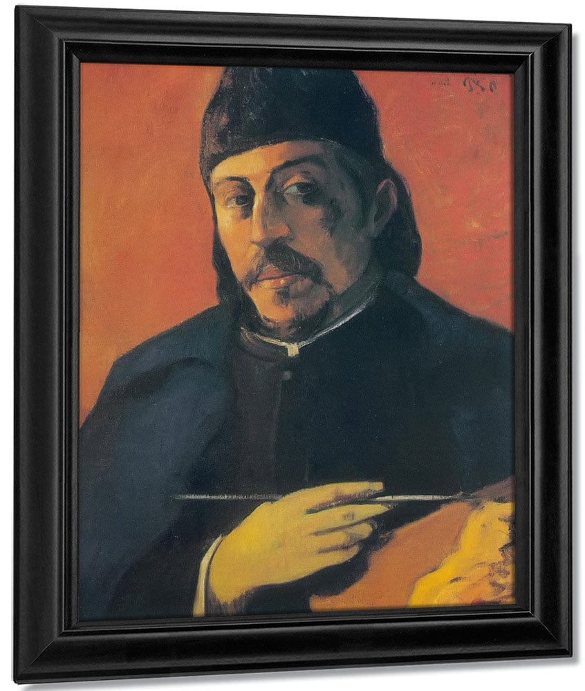Self Portrait With A Palette By Paul Gauguin Fine Art Print