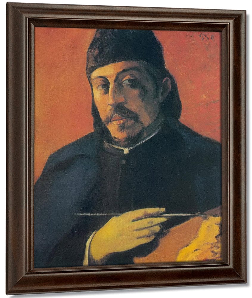 Self Portrait With A Palette By Paul Gauguin Fine Art Print