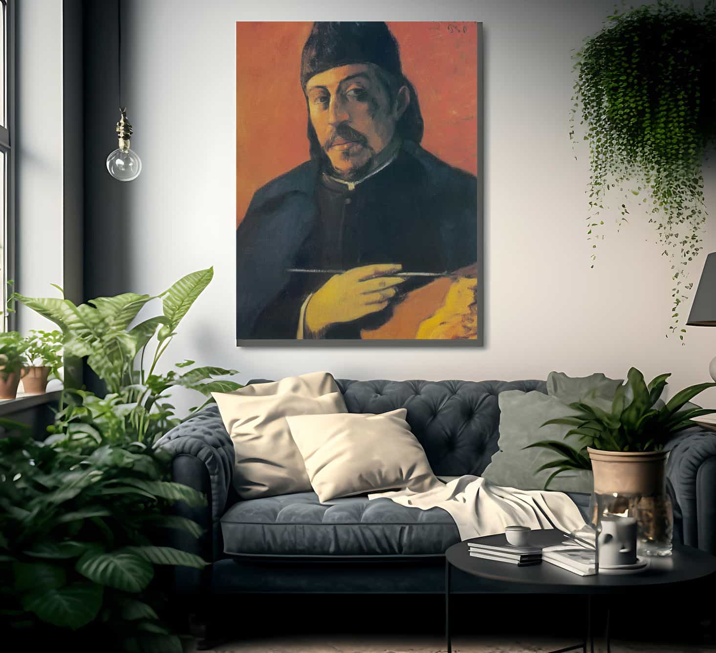Self Portrait With A Palette By Paul Gauguin Fine Art Print