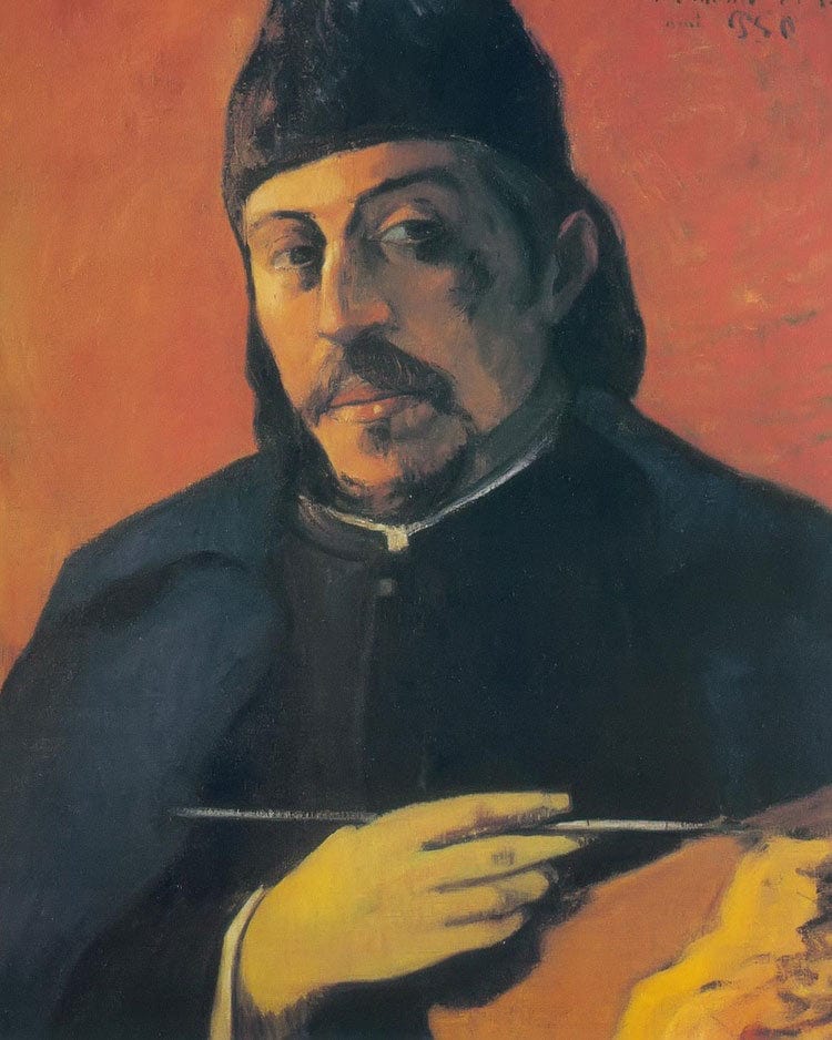 Self Portrait With A Palette By Paul Gauguin Fine Art Print