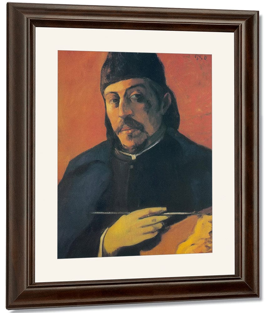 Self Portrait With A Palette By Paul Gauguin Fine Art Print