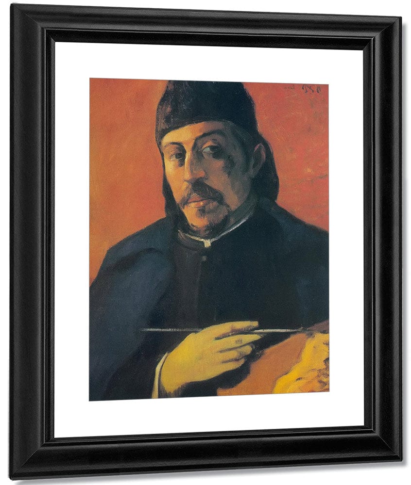Self Portrait With A Palette By Paul Gauguin Fine Art Print