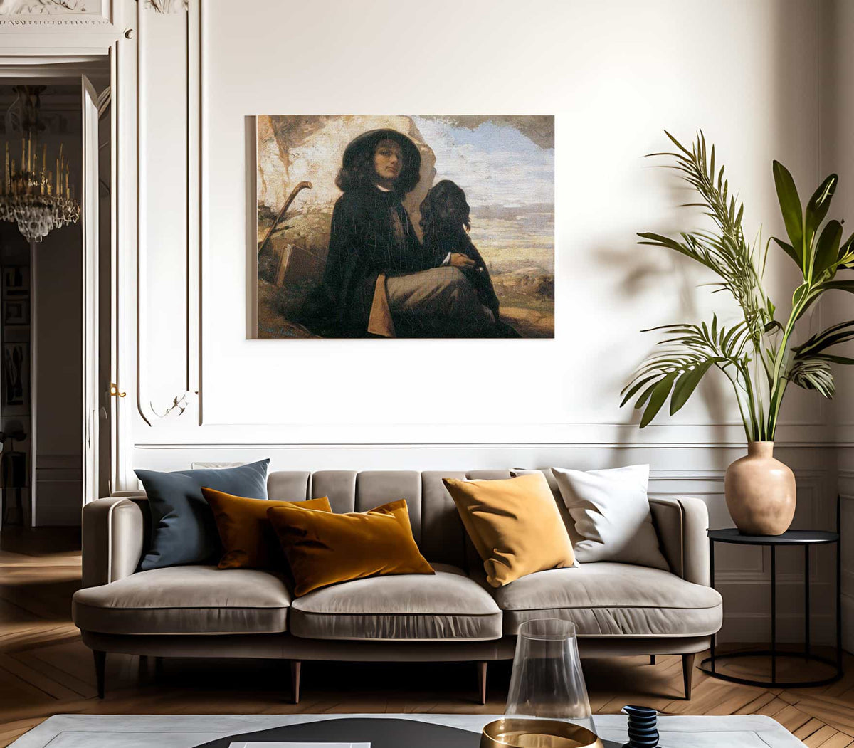 Self Portrait With Black Dog By Gustave Courbet Fine Art Print