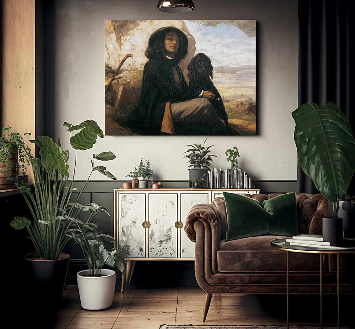 Self Portrait With Black Dog By Gustave Courbet Fine Art Print