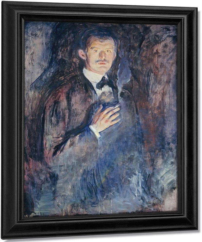 Self Portrait With Burning Cigarette 1895 By Edvard Munch Fine Art Print