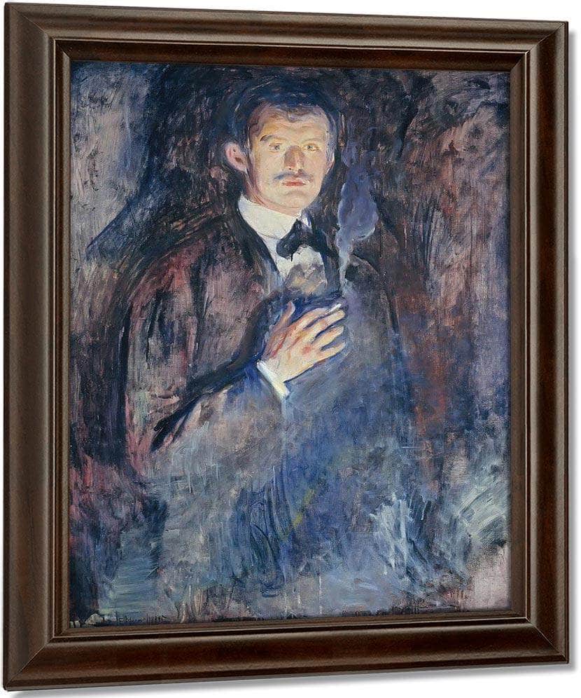 Self Portrait With Burning Cigarette 1895 By Edvard Munch Fine Art Print