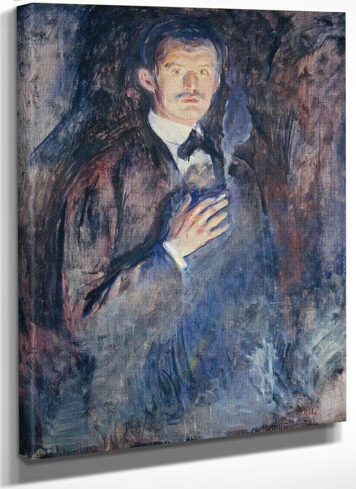 Self Portrait With Burning Cigarette 1895 By Edvard Munch Fine Art Print