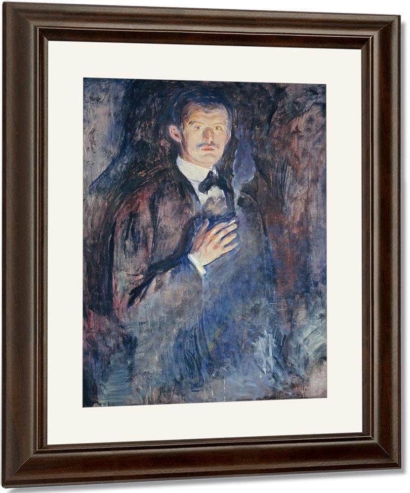 Self Portrait With Burning Cigarette 1895 By Edvard Munch Fine Art Print