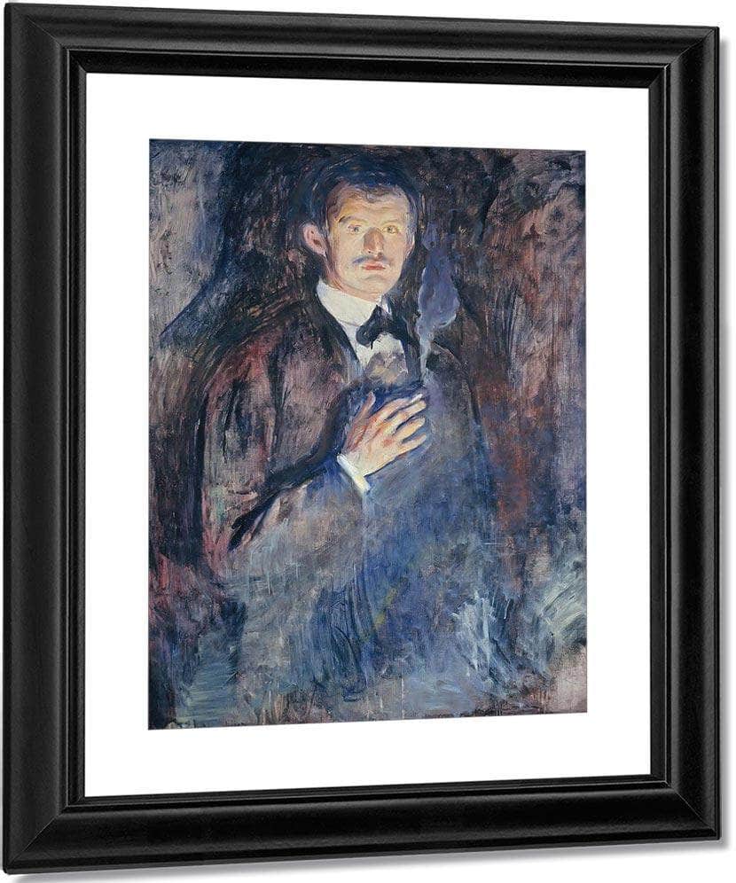 Self Portrait With Burning Cigarette 1895 By Edvard Munch Fine Art Print