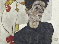 Self Portrait With Chinese Lantern Plant 2 By Egon Schiele Fine Art Print