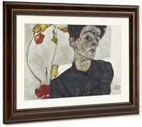 Self Portrait With Chinese Lantern Plant 2 By Egon Schiele Fine Art Print