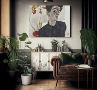 Self Portrait With Chinese Lantern Plant By Egon Schiele Fine Art Print