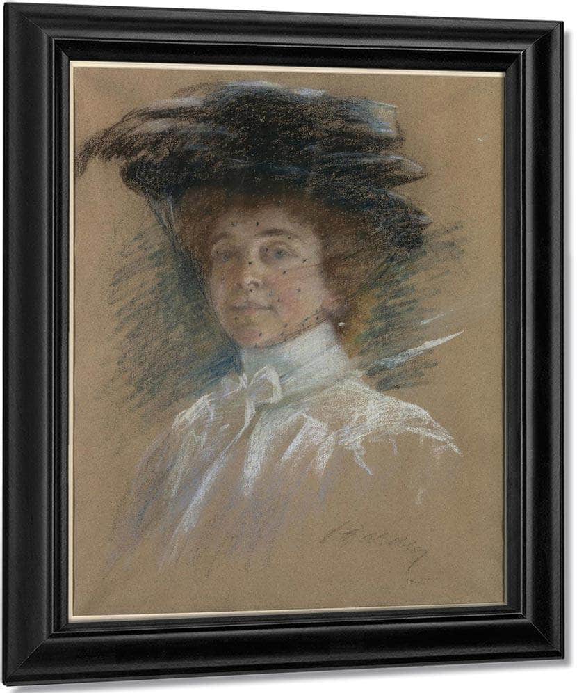Self Portrait With Hat And Veil By Alice Pike Barney Fine Art Print