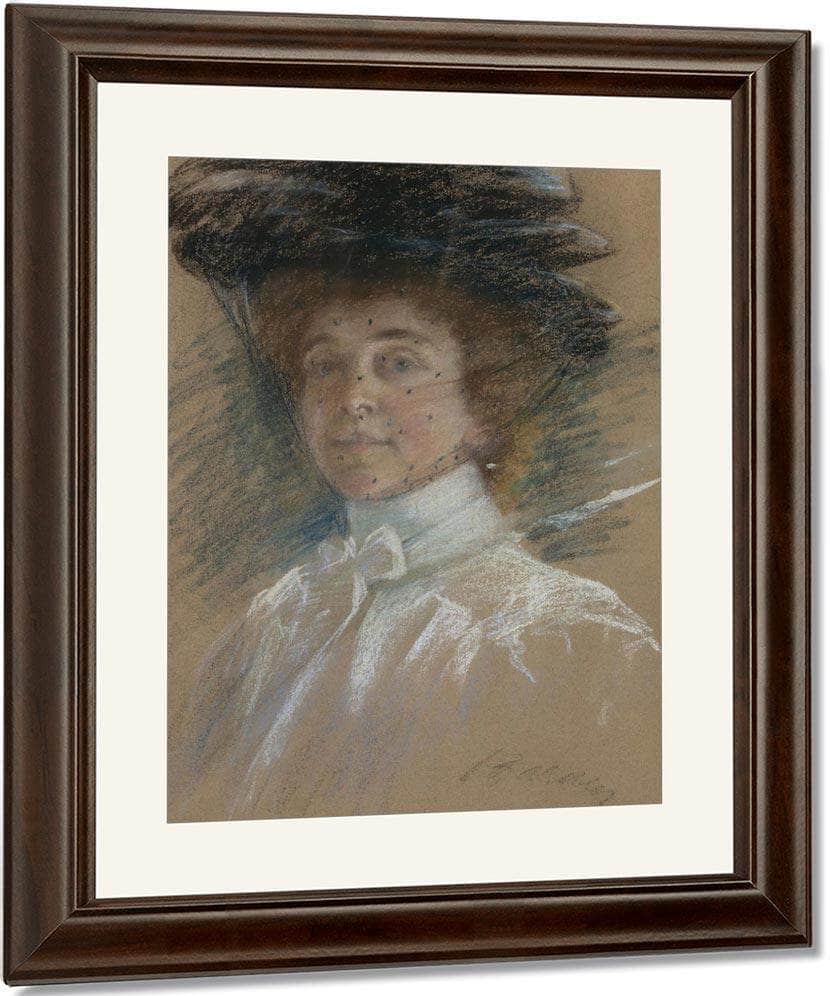 Self Portrait With Hat And Veil By Alice Pike Barney Fine Art Print